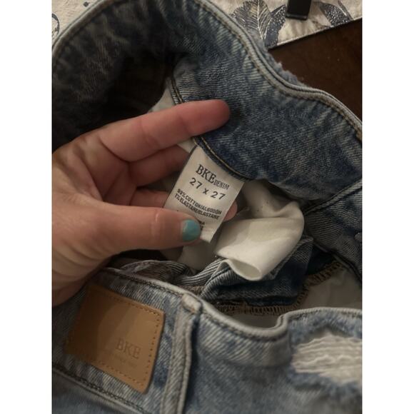 BKE Payton Straight Jeans Womens 27x27 Blue Universal Fit High Rise Distressed - Picture 7 of 7